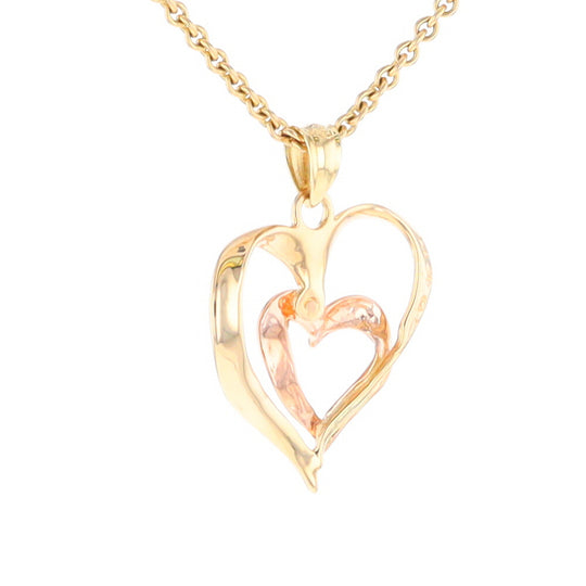 Two-Tone Double Heart Pendant