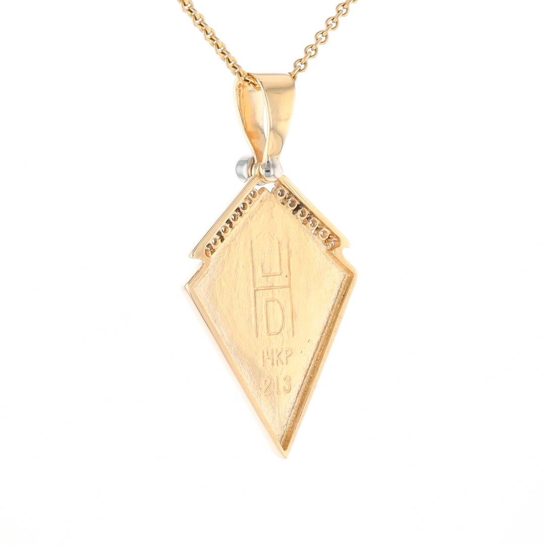 Gold Quartz Kite Shape Inlaid Pendant with .27ctw Diamonds