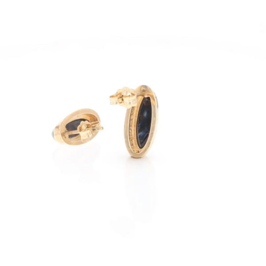Natural pietersite oval inlaid milgrain earrings