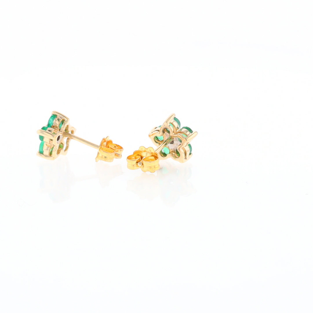 Emerald Flower Stud Earrings