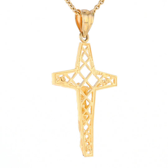 Gold Mesh Crucifix Pendant