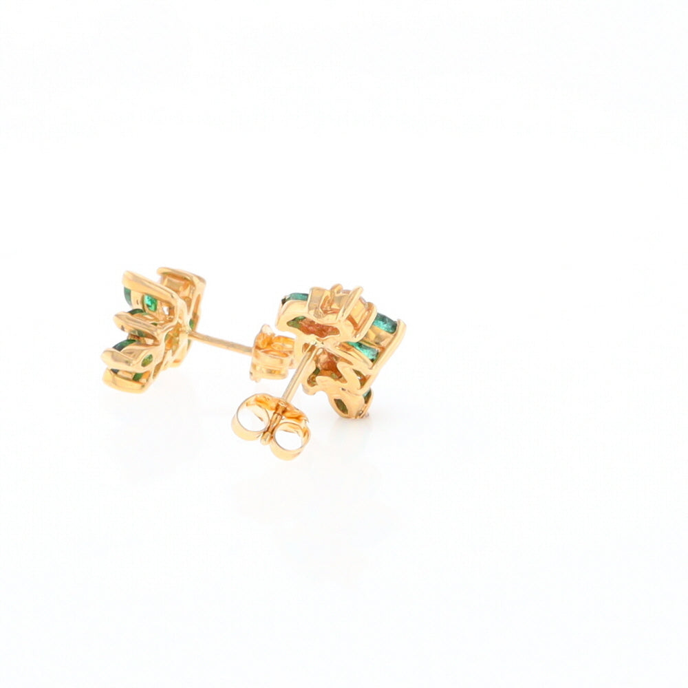 Marquise Emerald Cluster Stud Earrings