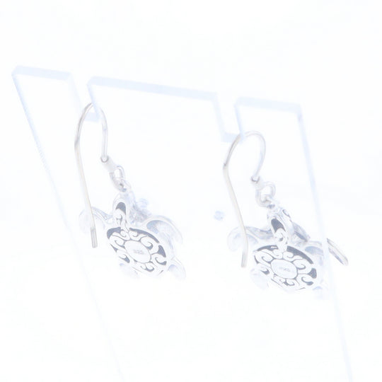 Silver Turtle Dangle Earrings