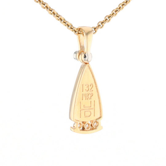 Gold Quartz Triangle Inlaid Pendant with 0.08ctw Diamonds - G2