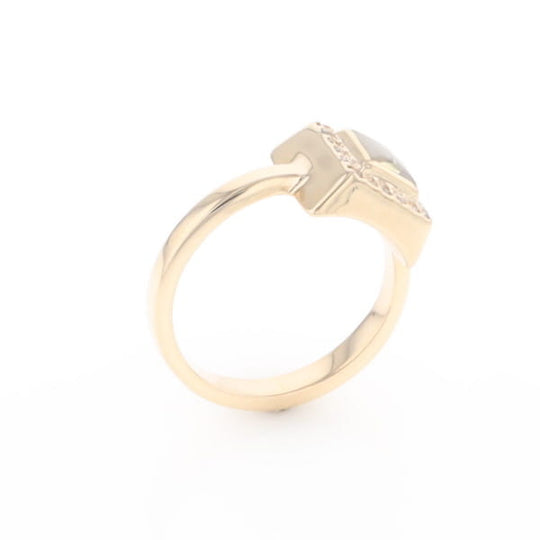 Gold Quartz Ring Square Inlaid Halo .14ctw Diamonds Design