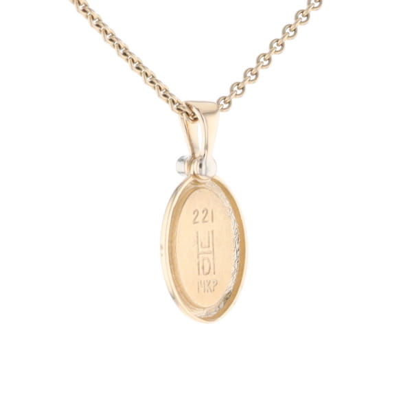 Gold Quartz Oval Inlaid Pendant with .02ct Diamond