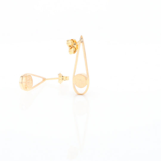 Gold Quartz Round Inlaid Teardrop Earrings - G2