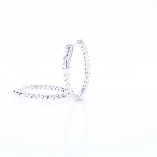 Oval Diamond Hoops Earrings