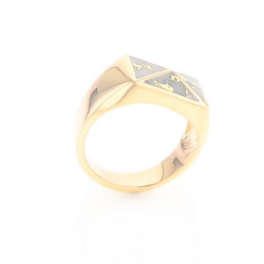 Four Section Gold Quartz Inlaid Men's Ring G2