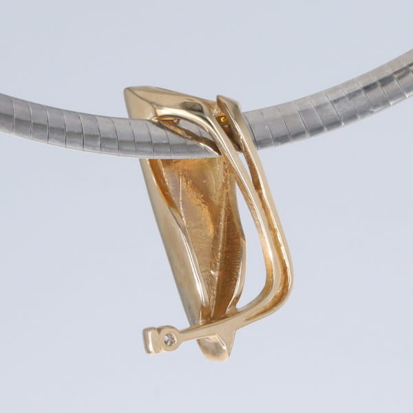 Opal Pendant Triangle Inlaid Design with .06ct Round Diamond