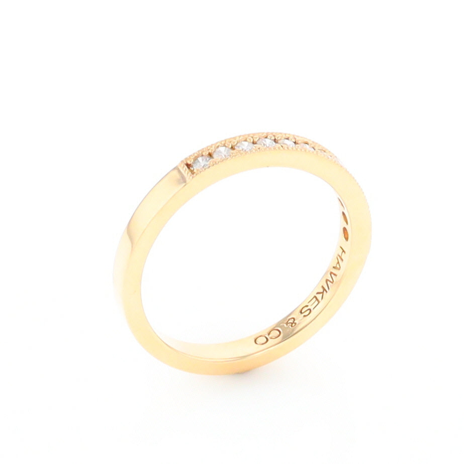 Yellow Gold Milgrain Diamond Wedding Band