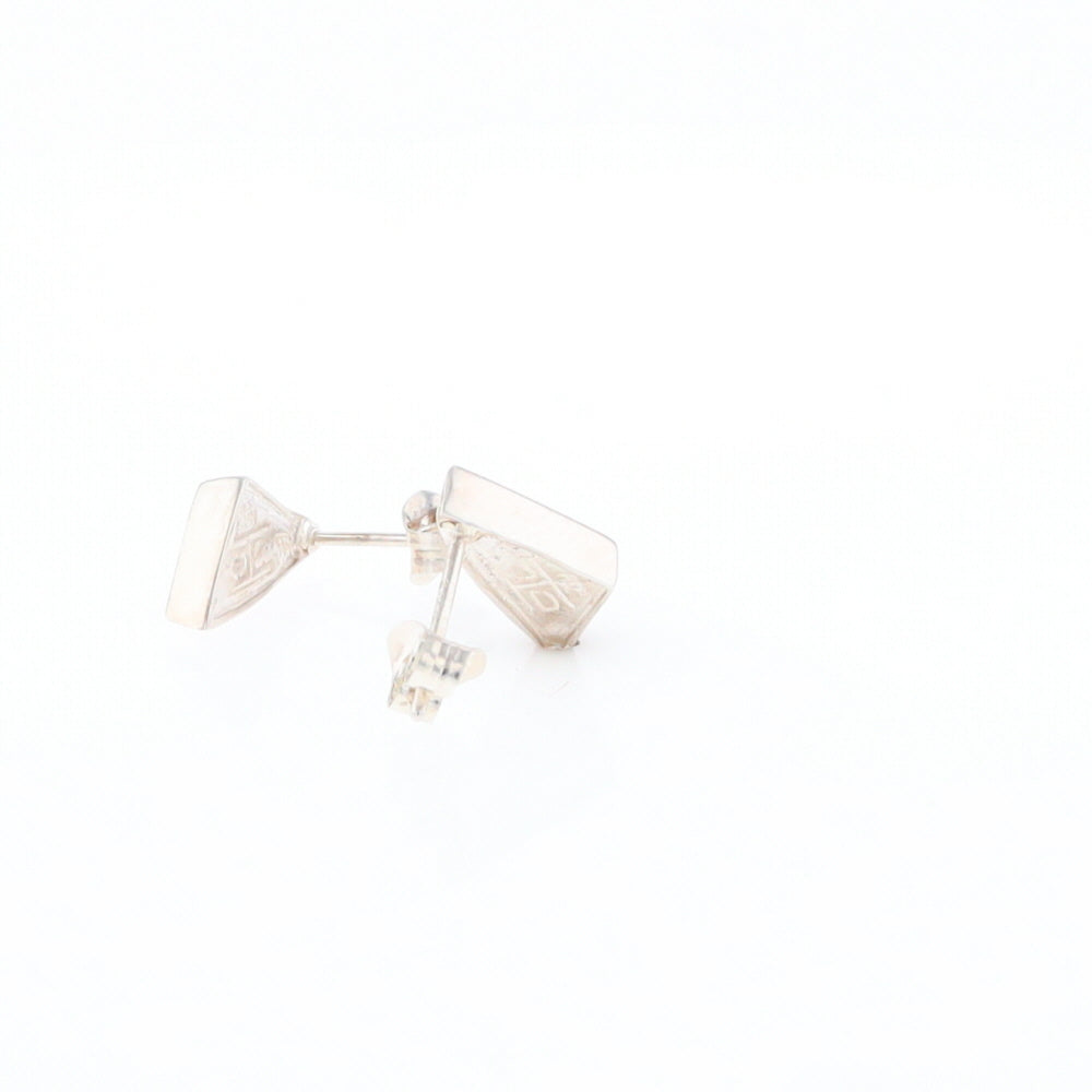 Sterling Silver Gold Quartz Inlaid Triangle Stud Earrings - G3