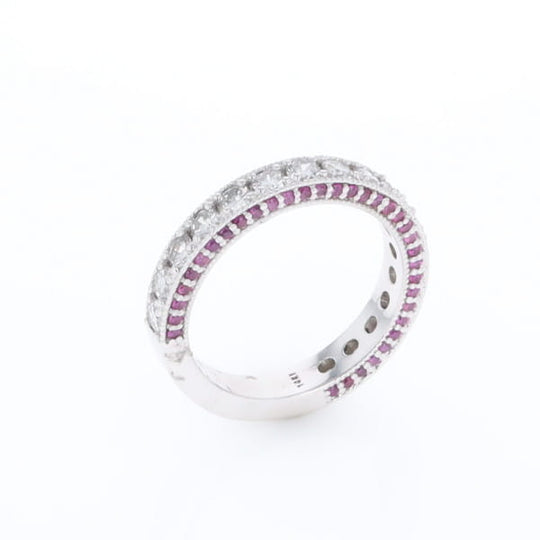 Diamond and Pink Sapphire Wedding Band