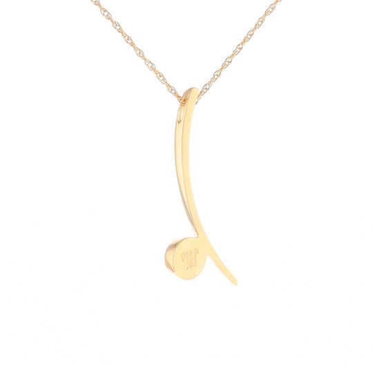 Gold Quartz Necklace Round Inlay Curved Bar Design Pendant