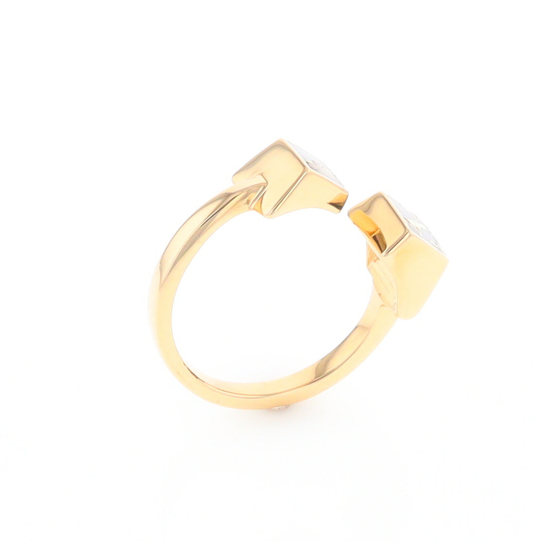 Gold Quartz Ring Wrap Double Square Inlaid Design