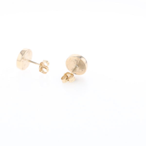Gold Quartz Earrings 9mm Round Inlaid Studs - G2