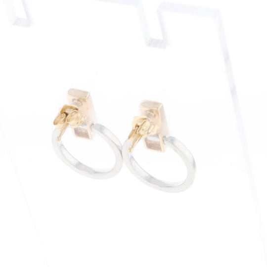 Gold Quartz Rectangle Inlaid Knocker Earrings - G2