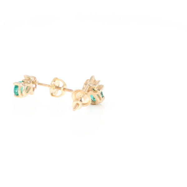 Synthetic Emerald Pear Shaped Earrings with Diamond Accents