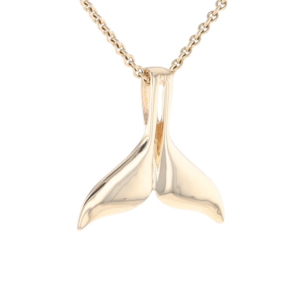 Whale Tail Natural Nuggets Double Inlaid Sea Life Pendant