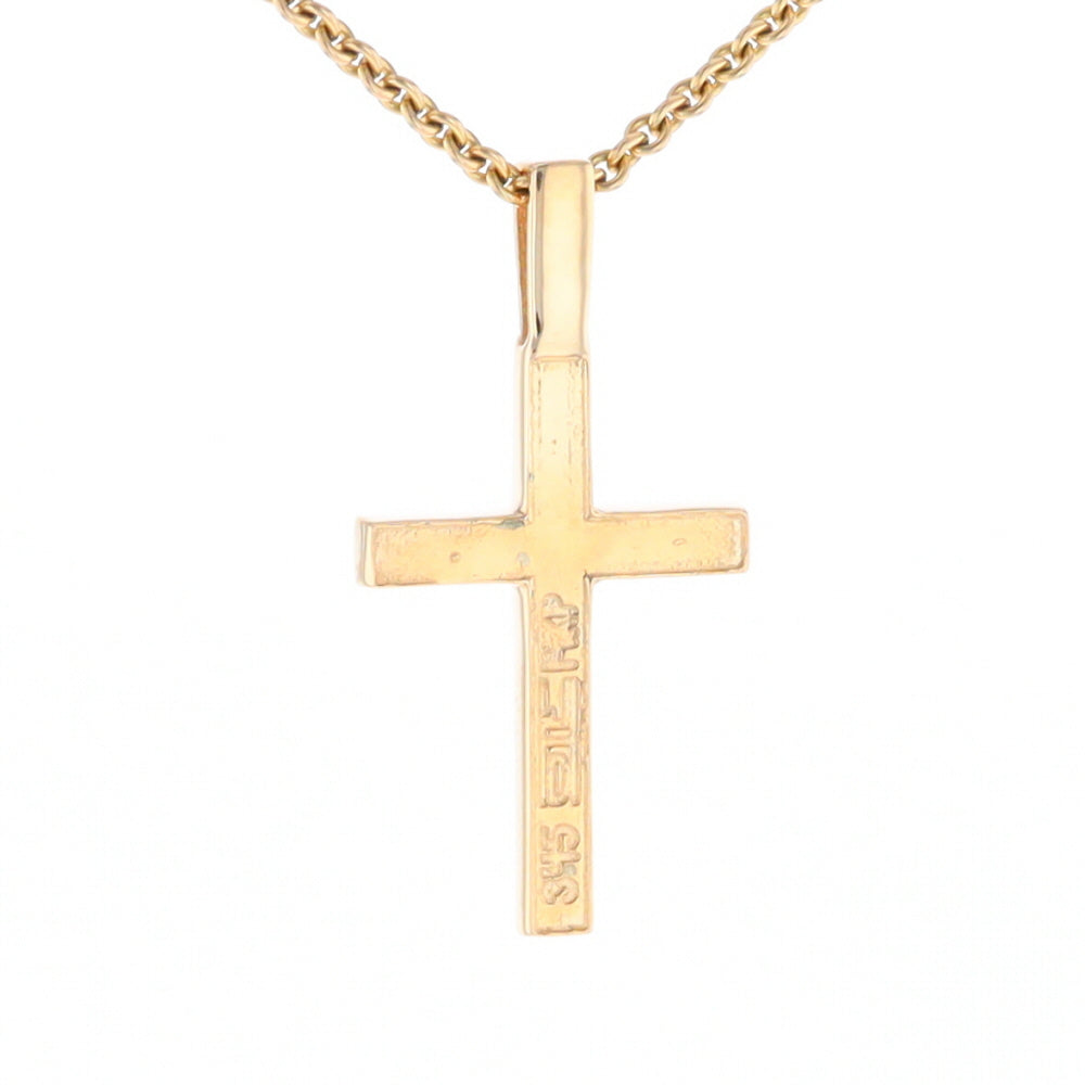 Gold Quartz Necklace 4 Section Inlaid Design Cross Pendant