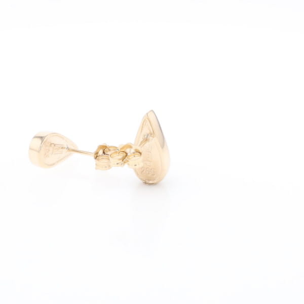 Gold Quartz Earrings Tear Drop Inlaid Studs