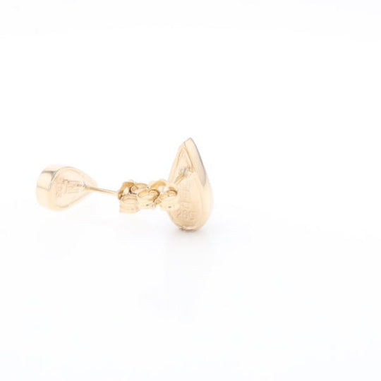 Gold Quartz Earrings Tear Drop Inlaid Studs