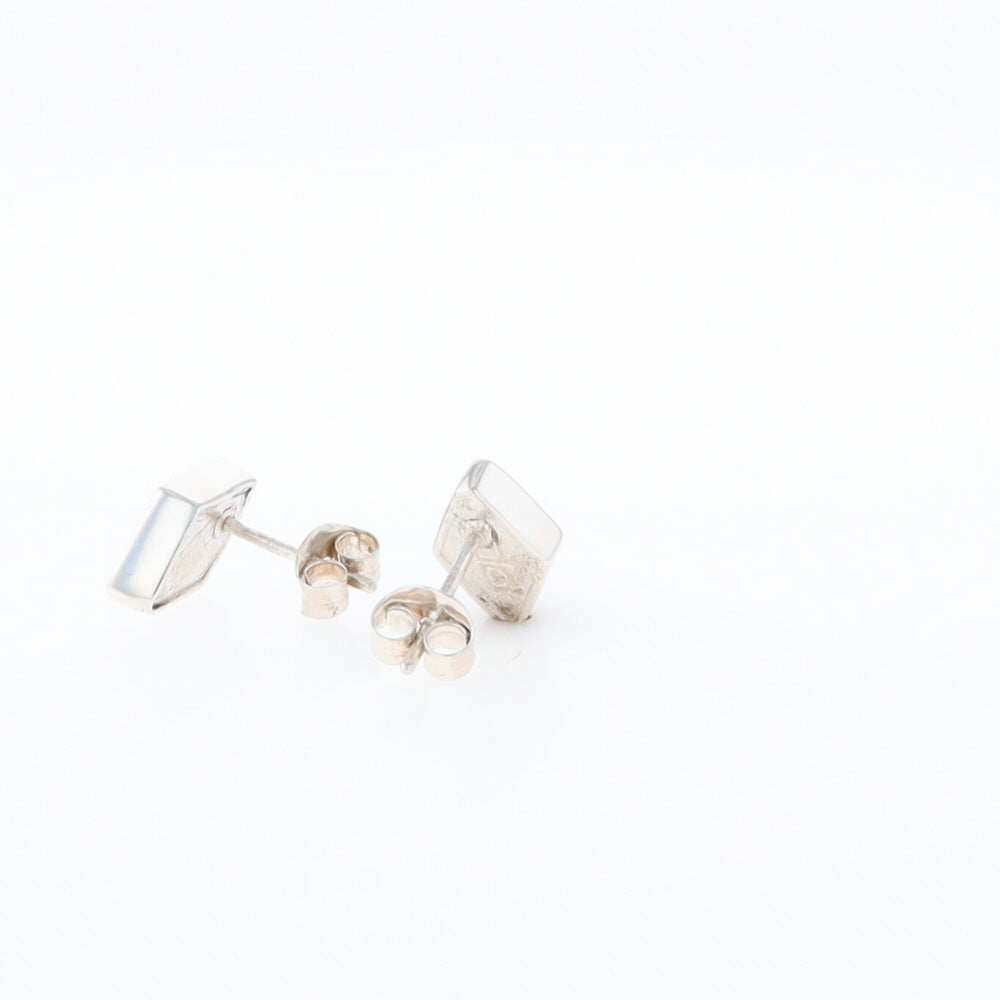 Sterling Silver Gold Quartz Inlaid Diamond Stud Earrings - G3