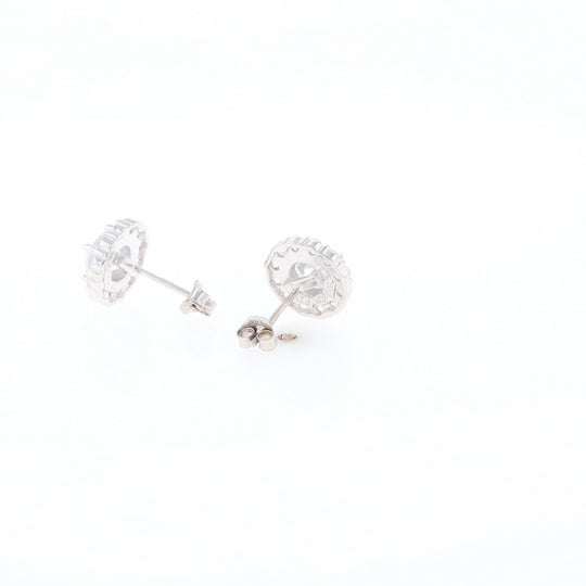 Cubic Zirconia Halo Stud Earrings