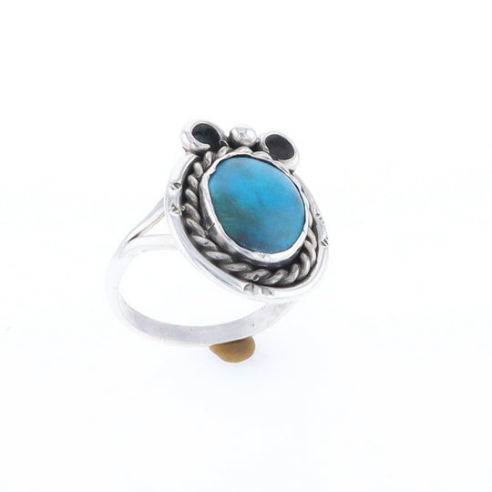 Native Turquoise Rope Design Ring