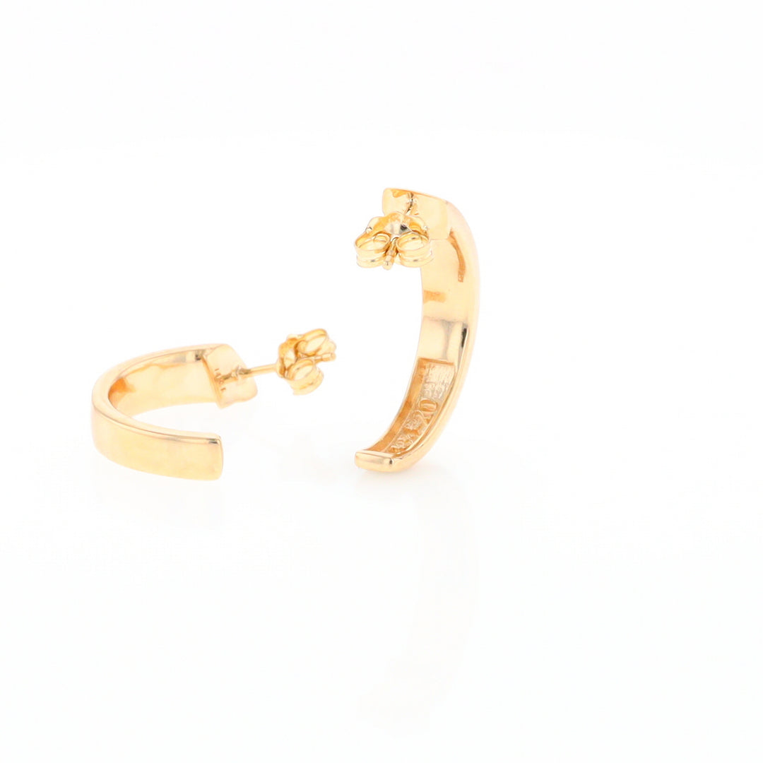 Gold Quartz Hoop Earrings 3 Section Inlaid Design