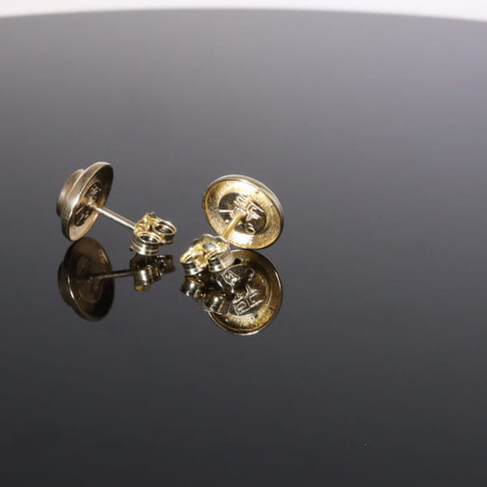 Opal Earrings Round Inlaid Design Studs