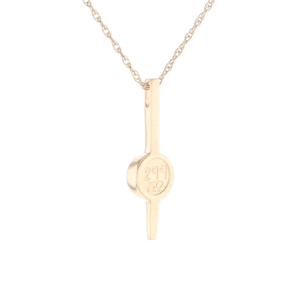 Gold Quartz Necklace Bar Design Round Fine Quality Inlaid Pendant