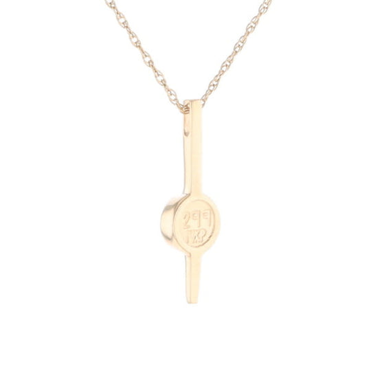 Gold Quartz Necklace Bar Design Round Fine Quality Inlaid Pendant