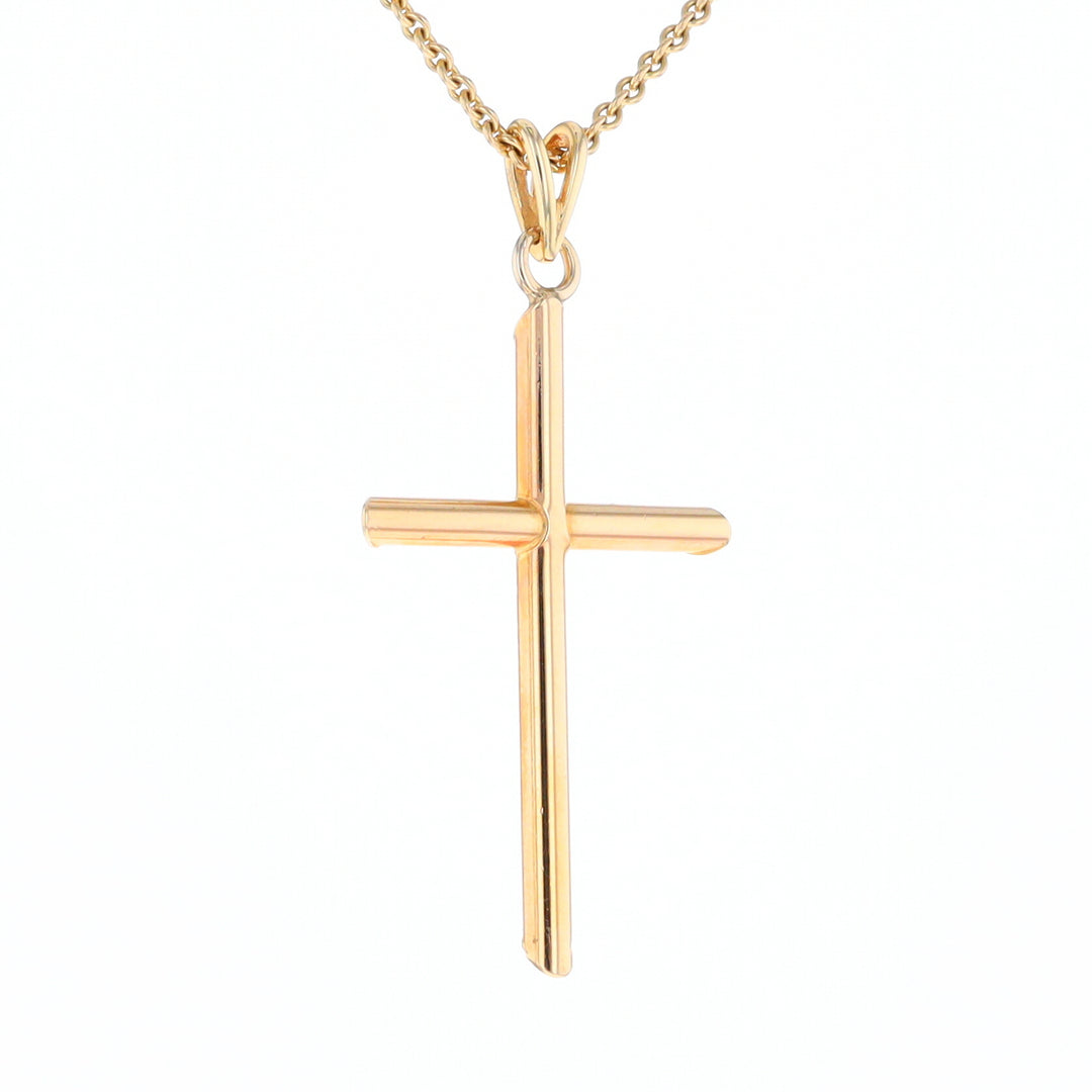 Beveled Edge Tube Cross Pendant