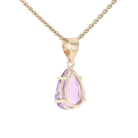 Pear Solitaire Amethyst Pendant
