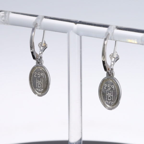 Opal Earrings Oval Inlaid Design Lever Backs