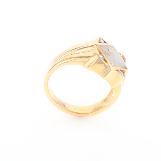 Gold Quartz Mens Ring with Diamond Accents