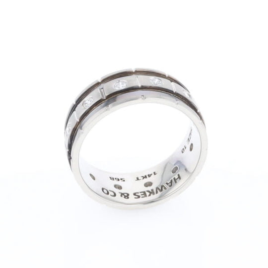 Contemporary Men's Comfort Fit Wedding Band With Diamonds