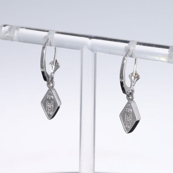 Opal Earrings Diamond Shape Inlaid Design Lever Backs