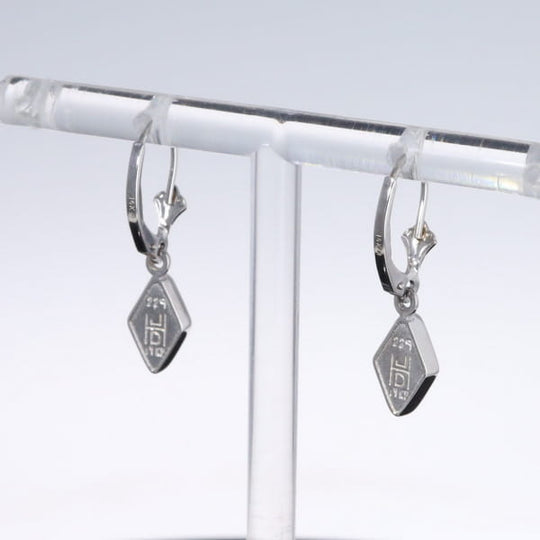 Opal Earrings Diamond Shape Inlaid Design Lever Backs
