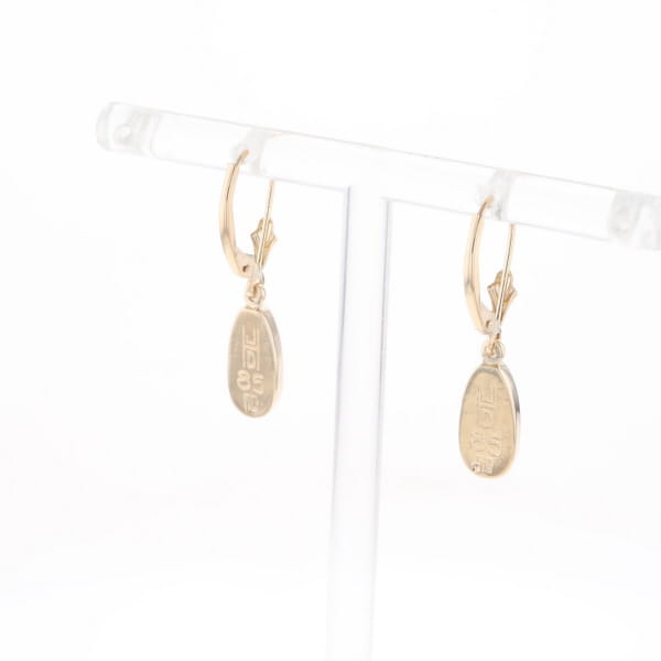 Gold Quartz Earrings Tear Drop Inlaid Lever Backs