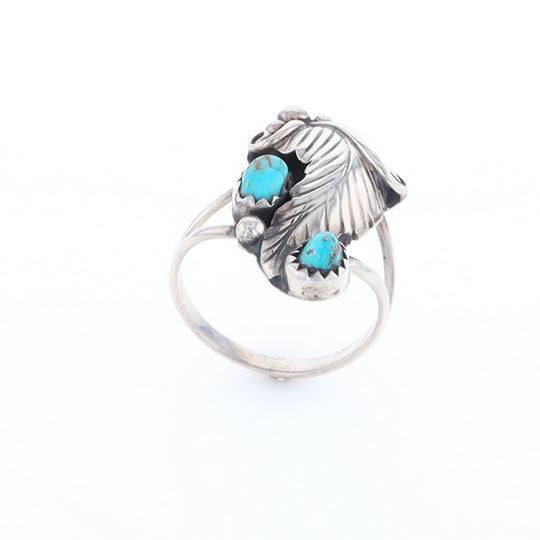 Native Turquoise Feather Ring