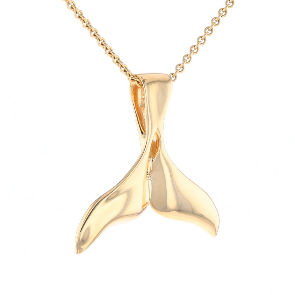 Whale Tail Natural Gold Quartz Single Side Inlaid Pendant