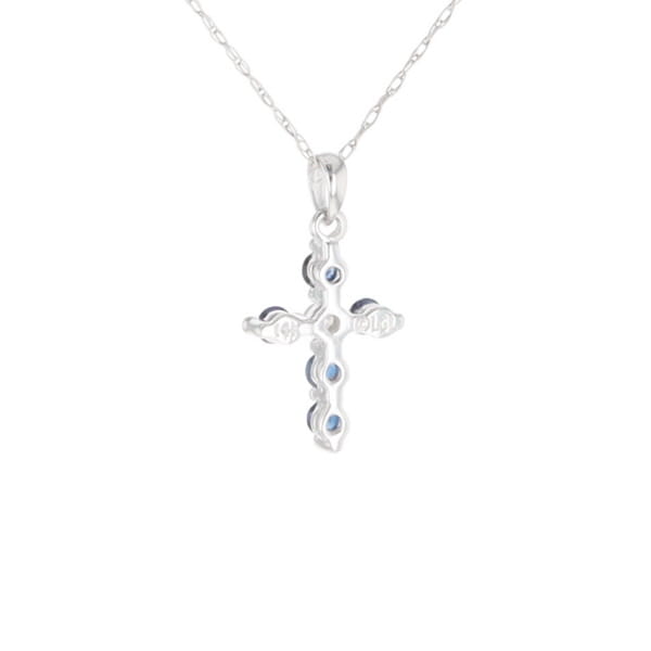 Small Blue Sapphire Cross Pendant