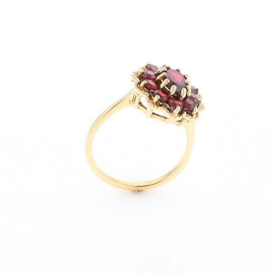 Floral Cluster Garnet Ring