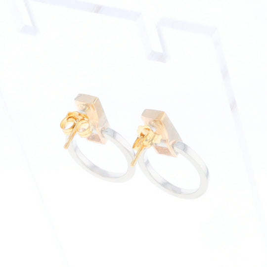 Gold Quartz Rectangle Inlaid Knocker Earrings - G2