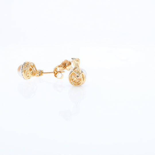 Pearl Drop Earrings with Diamond Halos