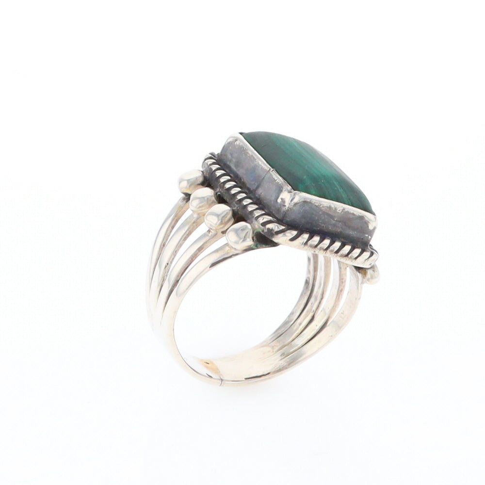 Native Rectangle Malachite Ring