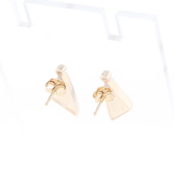 Gold Quartz Earrings Triangle Shape Inlaid with .04ct Round Diamonds - G2