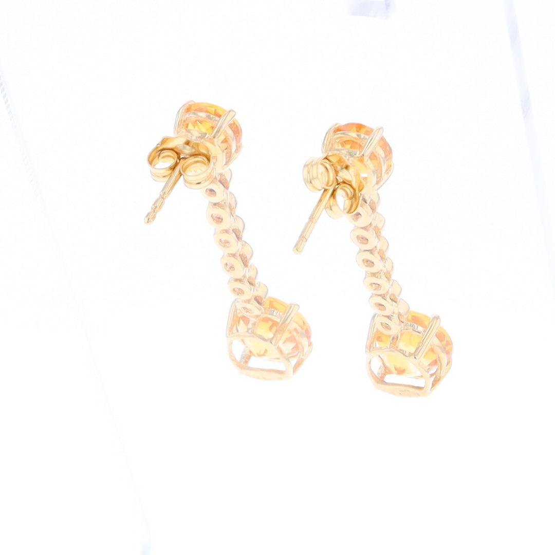 Citrine and Diamond Dangle Drop Earrings